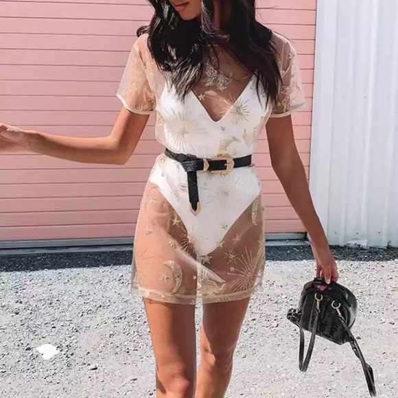 Other - CLEARANCE Mesh Glitter Cosmic Sky Coverup